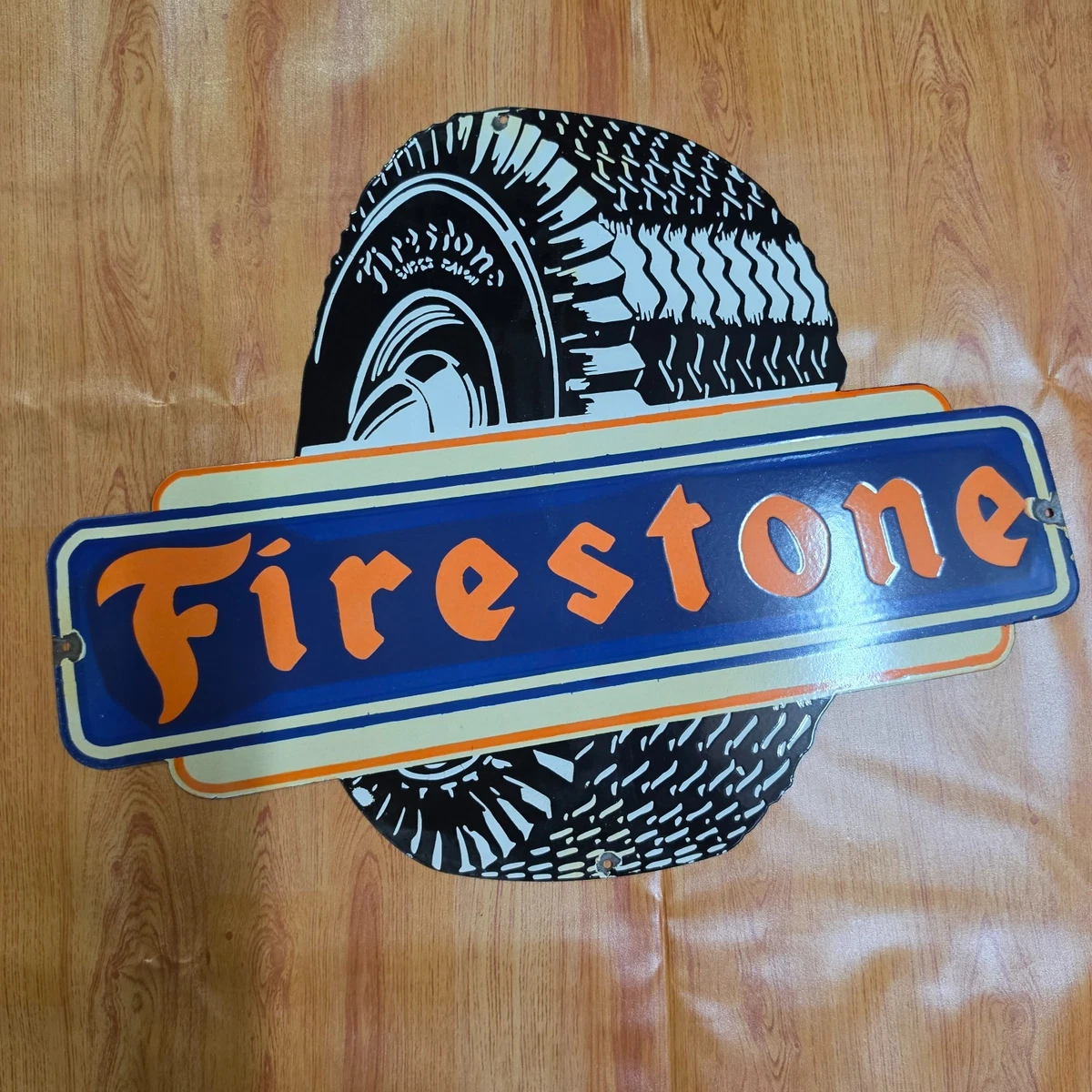 き*ょ様 特大アンティーク ファイヤーストーン看板 1930'sアメリカ USA 25+ Firestone Sign In Original Advertising Signs (1930-1969) for