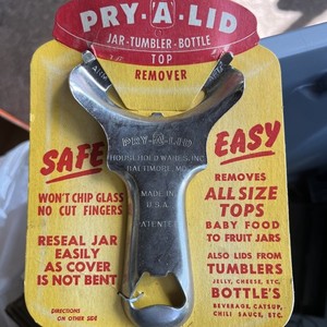 Vintage Original 1950's  Pry-A-Lid Mason Jar Opener & Glass Bottle Cap Remover