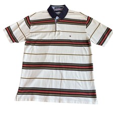 Tommy Hilfiger Mens Striped Polo Shirt Classic Fit Short Sleeve Casual