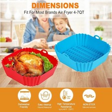 Silicone Air Fryer Pot Tray Reusable Square Liner Oven Baking Pad Basket Kitchen