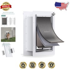 Durable Medium Pet Door for Wall 3-Flap Steel Frame Telescoping Tunnel 40 Lb