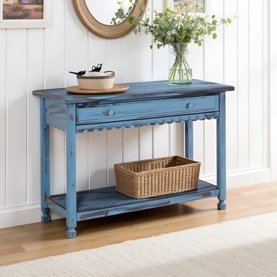 Country Cottage Console Table with (L) 42'' x (W) 16'' x (H) 28'', Antique Blue 