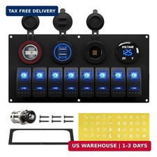 RVBOATPAT Marine Boat Switch Panel Waterproof 8 Gang 12V Rocker Switch Panel 12