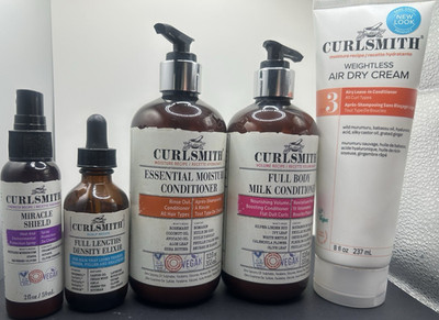 Curlsmith Hair Care Set Miracle Shield Conditioner Elixir Cream Vegan