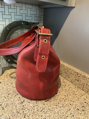 Vintage Coach Duffle Sac Bucket Glovetanned Leather 9085 Red NYC