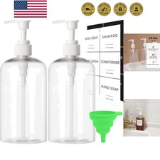 Soap Dispenser Set - Durable 16.9 oz Bottles with DIY Waterproof Labels