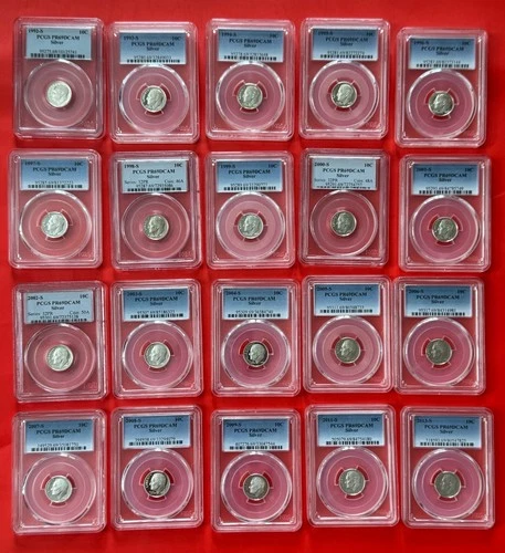 Lot of 20: 1992 - 2013  Dimes 10C - Silver - PCGS PR69DCAM w/PCGS plastic holder