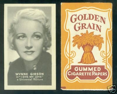 golden grain tobacco 1934 T84 WYNNE GIBSON GOLDEN GRAIN TOBACCO CARD AND ROLLING PAPERS FREE  SHIPPING