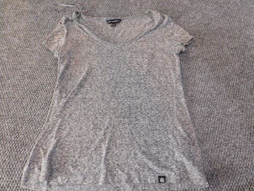 Rock & Republic Womens Blouse Small gray pullover top v-neck casual - Picture 3 of 13
