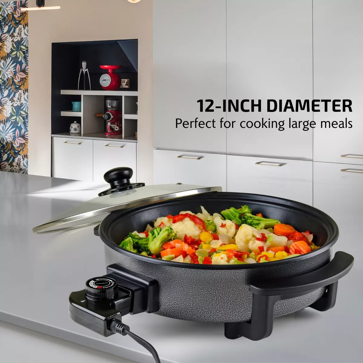 OVENTE 12 Electric Skillet & Frying Pan with Easy-Clean Nonstick