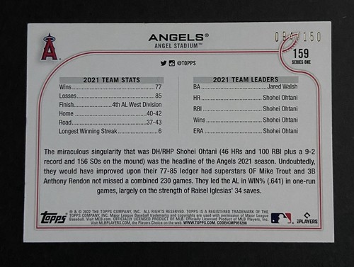 2022 Topps Series 1 Shohei Ohtani Mike Trout 1st Edition Green Foil /150 SSP 🔥 - Picture 2 of 2