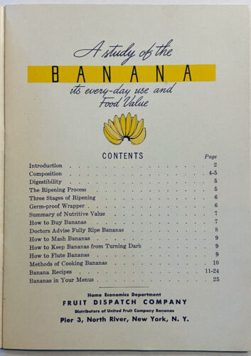 A Study of the Banana 1942 Anthropomorphic Recipes Menus Nutrition Info - Foto 3 di 4