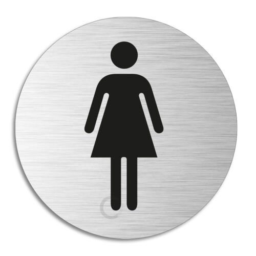 Schild WC Damen Türschild aus Aluminium Edelstahloptik Ø 75 mm - Bild 1 von 1