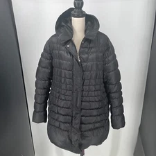 Corso Venezia WOMENS Black Genuine Down Filled Full Zip Hooded Parka Size LARGE