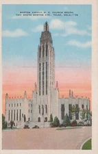 Boston Avenue M.E. Church Tulsa Oklahoma Classic Cars Linen Vintage Post Card