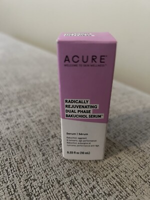 Acure Radically Rejuvenating Dual Phase Bakuchiol Serum New in Box 0.33 oz/10 ml