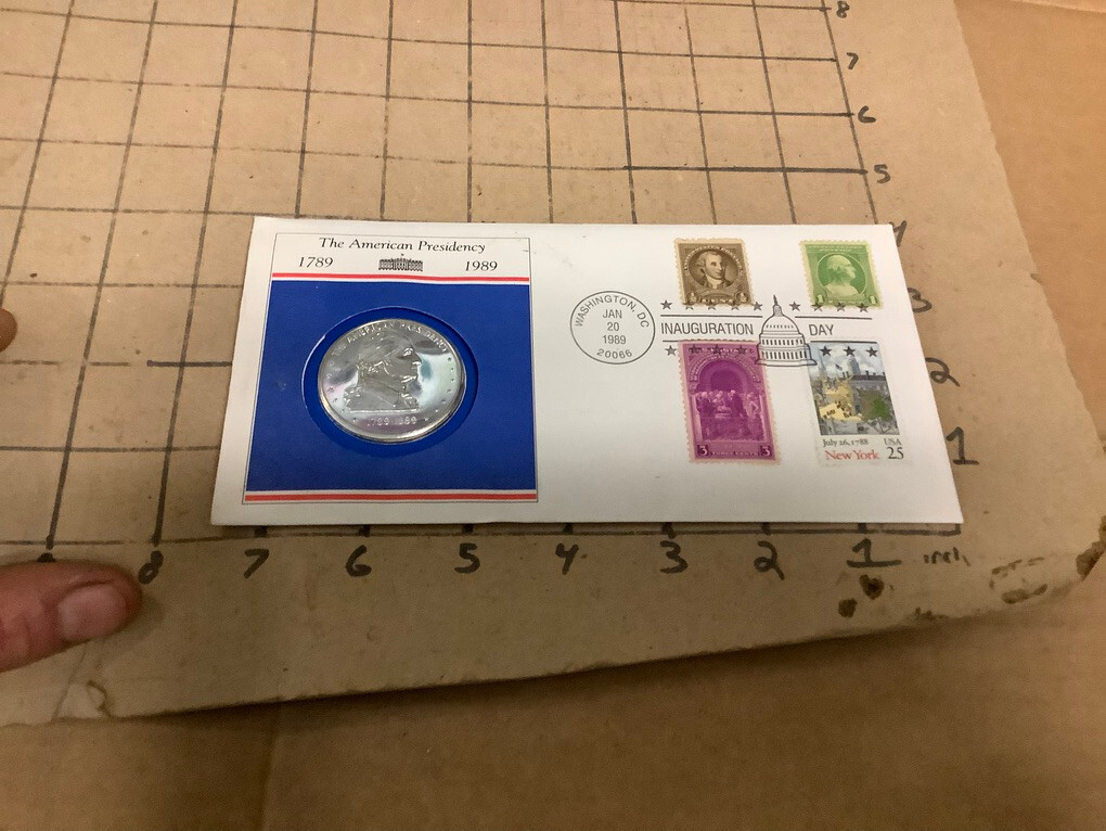 original vintage 1989 Commemorative COIN & STAMPS INAUGURATION DAY eBay
