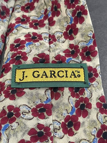 J Garcia Collection Men's Tie 100% Silk Floral Red Green Blue 57 x 3 3/4 - Picture 6 of 6