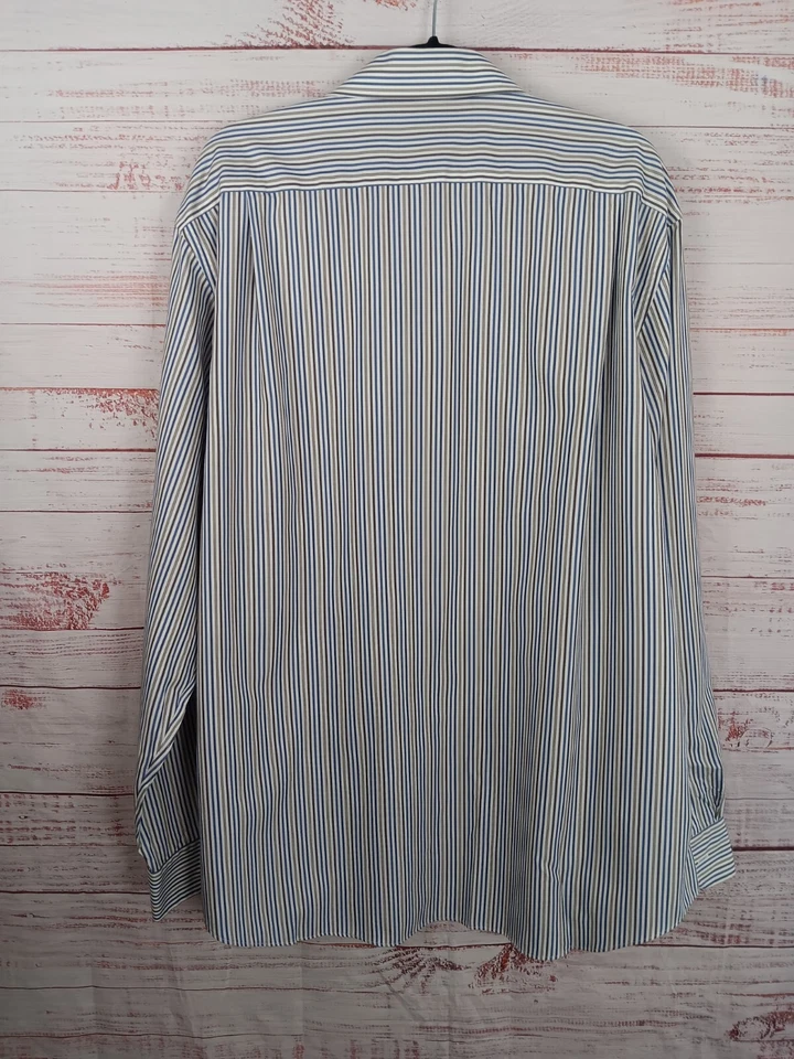 Camisa Croft & Barrow Para Hombre 18 1/2 36/37 Sin Planchar Abotonada Manga Larga Rayas Foto 2 de 4