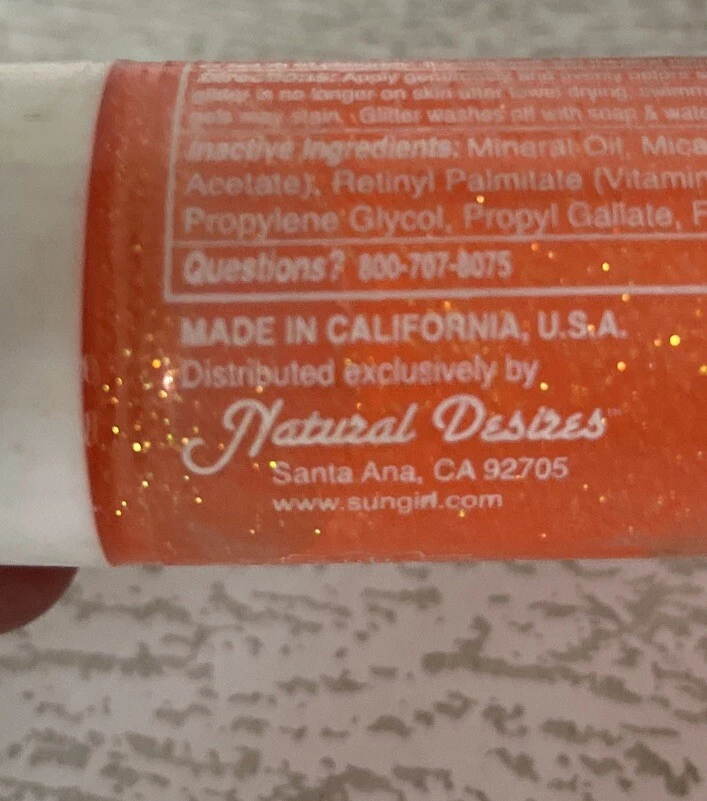 Vintage Sungirl Brand Orange Glitter SPF 30 Waterproof UVA Gel Sun Protect NOS - Image 2 of 4