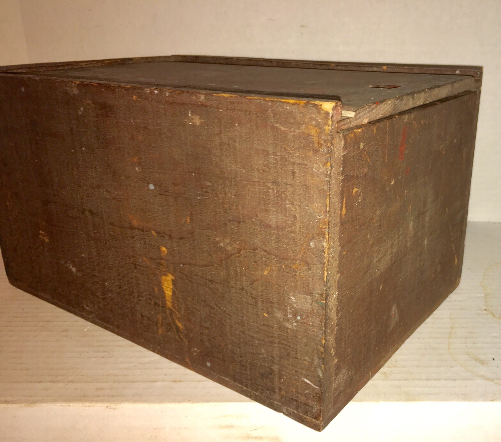 ANTIQUE SLIDE LID CANDLE Box DOCUMENT BOX OLD PAINT Dry Finish