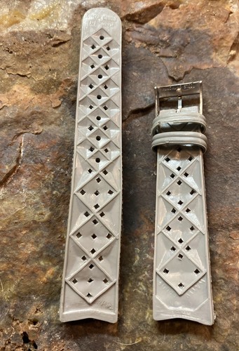 Vintage 19mm Flex-on Gray Rubber Watch Band Stainless Buckle NOS Like Tropic - Picture 3 of 7