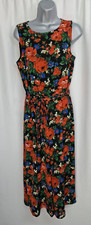 Warehouse Women's RED Jumpsuit Size UK12 Sleeveless Floral Tie Belt Belted E3483
