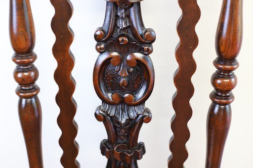 Stunning Pair Of Carolean Oak Framed Hall Chairs - Picture 9 of 23