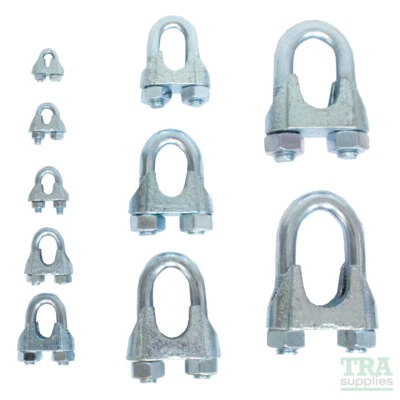 Heavy Duty Wire Rope Grips Clamp Cable Steel Metal Wire U Bolts Fixing 3mm -26mm