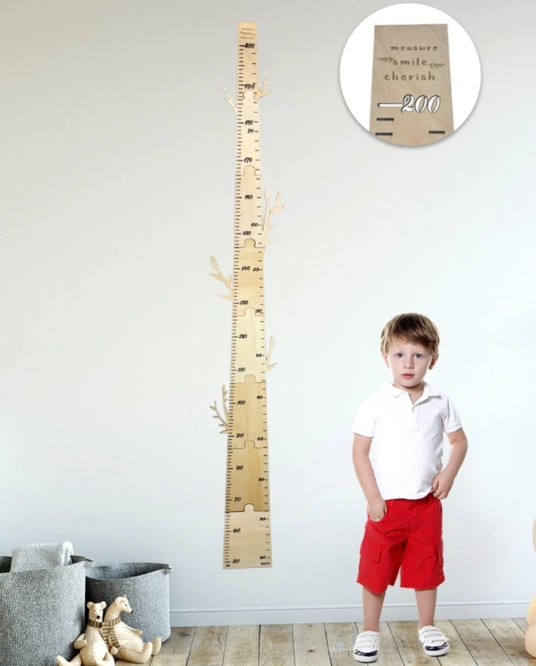 Höhentabelle aus Holz für Kinder | Wandlineal zum Messen Kinder | Wandhöhentabelle - Bild 2 von 4