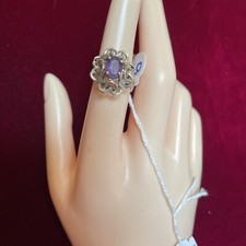 Vintage Sterling Silver Amethyst Ring Size 6