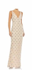 Mac Duggal Gown Dress Womens Size 8 Floral Rhinestones Beaded 93744 $598