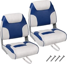 2-Pack Boat Seats Low Back Folding Fishing Boat Seat Chair with Sponge Padding
