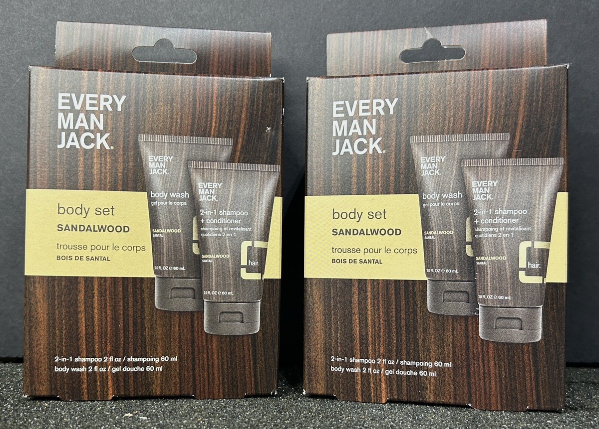 Every Man Jack Body Set Sandalwood 2-in-1 Shampoo, Body