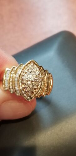 GELBGOLD ÜBER STERLING RING MIT VIELEN DIAMANTEN ~ SIGNIERT SONNENGRÖSSE 6,25 - Bild 2 von 4