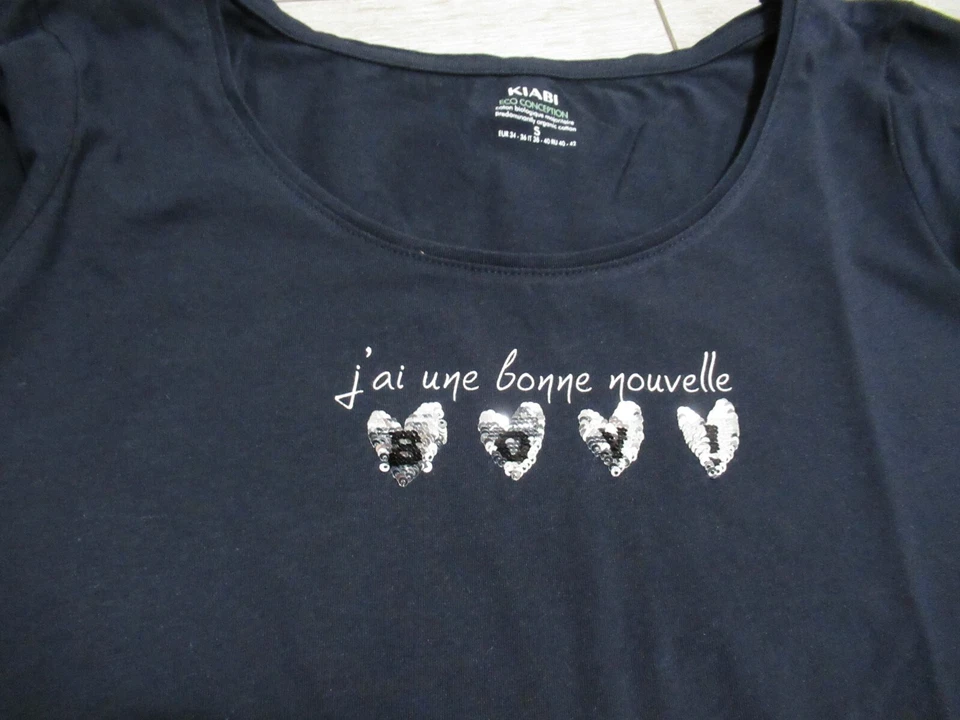 T-shirt manches de grossesse maternité bleu marine annonce boy Taille S Kiabi - Photo 2/4