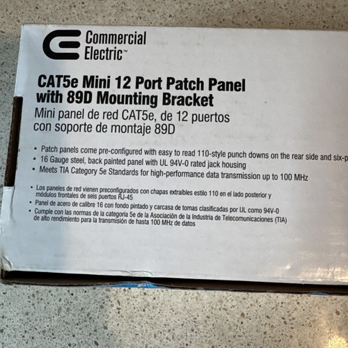 Commercial Electric CAT5e Mini 12-Port Patch Panel with 89D Mounting Bracket - Picture 3 of 3