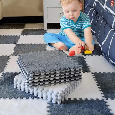 Plush Foam Floor Mats Carpet Square Foam Floor Mats Fluffy Interlocking Floor 