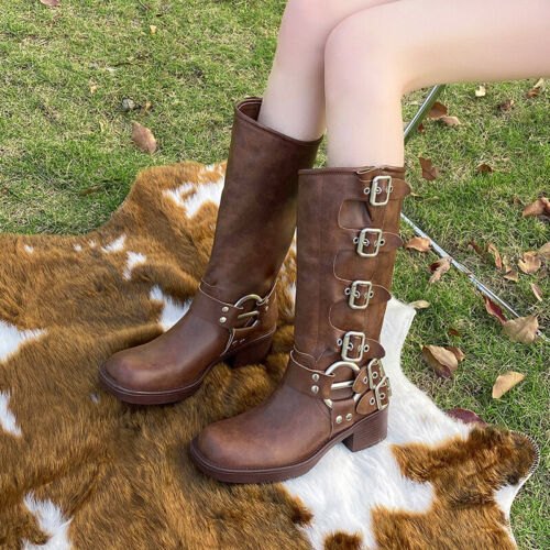 Women's Boots Retro Versatile Over The Knee Boots Western Cowboy Boots - Photo 1 sur 20