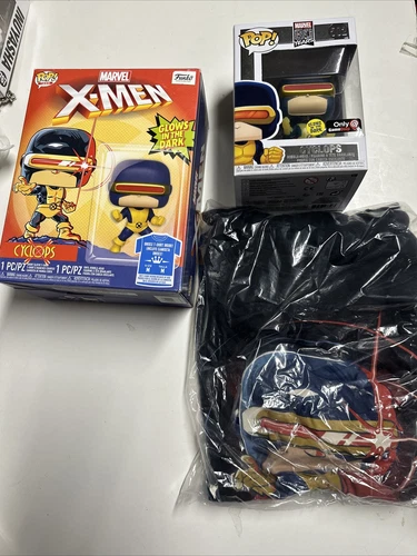 New LE Cyclops Bobble Head X-Men Funko POP #502 Vinyl & Tee Size Medium T-Shirt