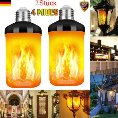2xLED GlüH Birne mit Flammen Effekt E27 Dekorative Flackernde Realistische Feuer
