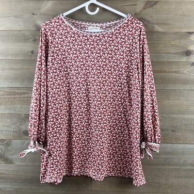 Max Studio Womens Floral 3/4 Tie Sleeve Round Neck Bohemian Size 1X