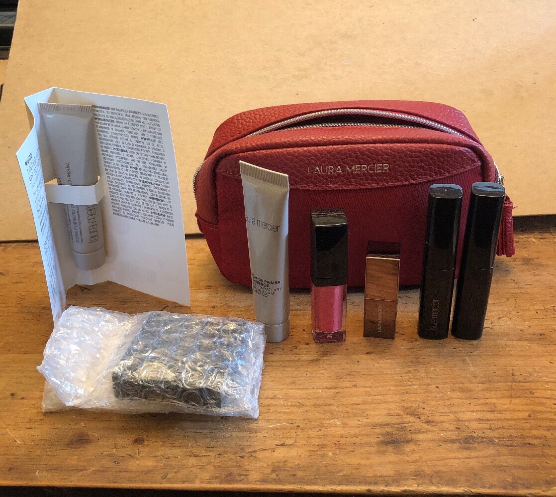 N4113 LAURA MERCIER ケース ・ レフィル セット LAURA MERCIER Cosmetic/Makeup Bag with 7-Piece Travel Size Sample