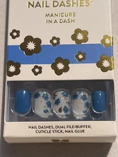 New In Box Red Aspen Nail Dashes Short Square: Virginia Loves Bluebells