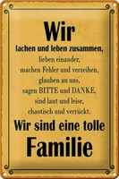 Blechschild Spruch 20X30 Cm Wir Sind Eine Tolle Familie Deko Schild Tin Sign