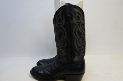 Tony Lama Mens Size 10 B Narrow Width Black Leather Ostrich  display picture 2