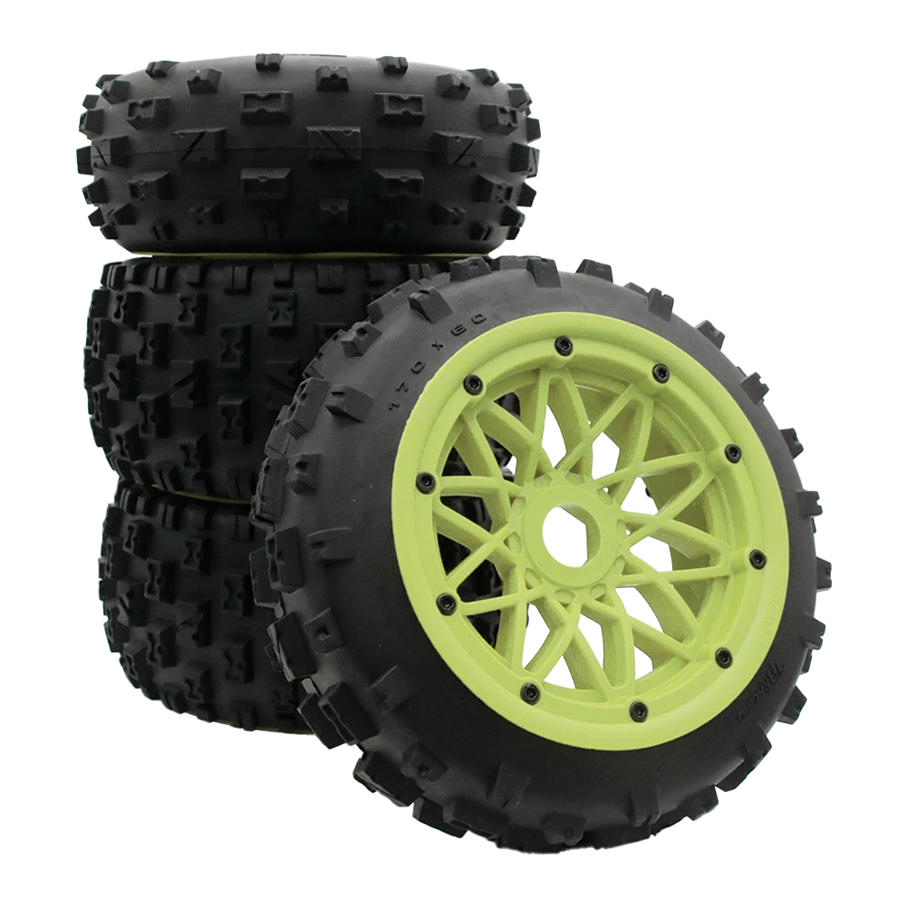 Dciustfhe Cerchi E Pneumatici Da 17 Mm Per Auto RC 1/8 Off-Road – Gomme Preassemblate E Preincollate Con Inserti In Schiuma, 4 Pezzi