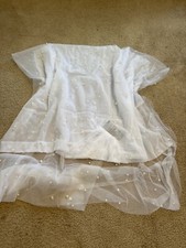 White Beaded Single Comb Bridal Veil 36 In Long NWOT