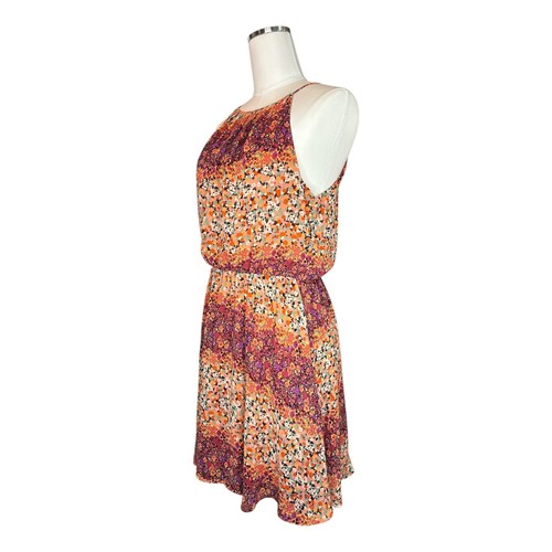 Floral Sleeveless Mini Dress L Boho Halter Neck Sundress Festival Garden Parties - Picture 17 of 19