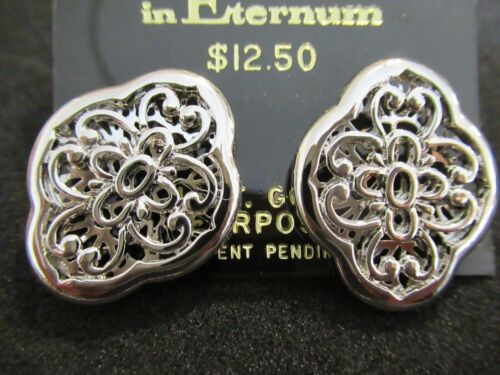 Vendome in Eternum Silver Filigree Earrings Pierced Ears Gold Filled NOS - Picture 2 of 7
